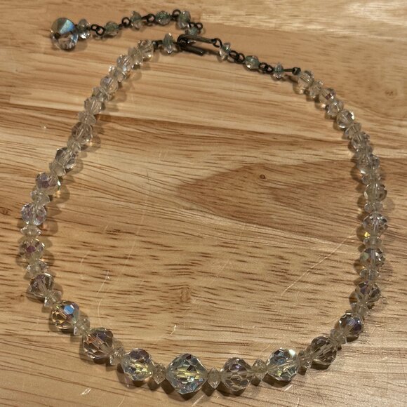 Iridescent Aurora Borealis AB Graduated Crystal Faceted 16" Necklace VTG Laguna - Picture 3 of 6